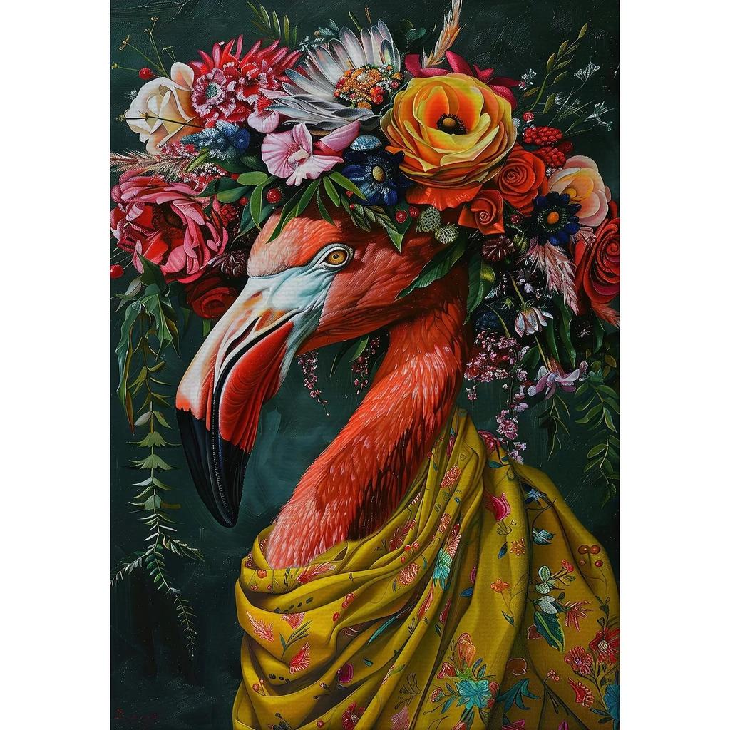 Vintage Maximalist Floral Wild Animal Canvas Painting Lion Owl Peacock Wolf Flower Poster Print Wall Art Picture Home Decor