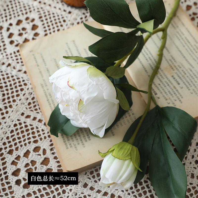 

Retro home simulation 2 heads burnt edge peony peony fake flower білий