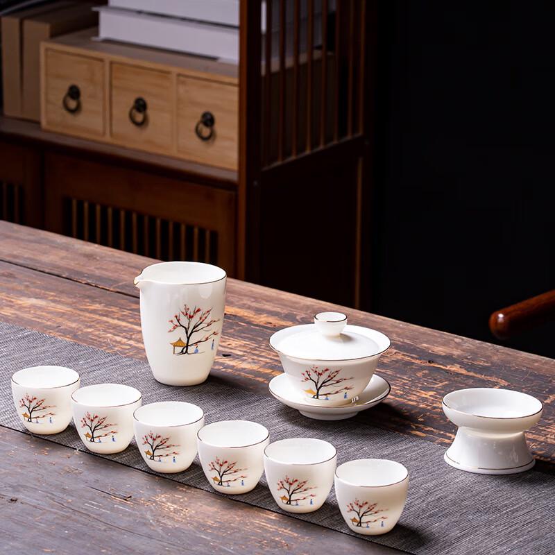 Dehua Suet Jade White Porcelain Kung Fu Tea Set