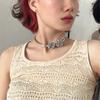 Tooxika Cool Style Silver Grey Double Layer Rose Flower Necklace Sweet Cool Hottie Choker Collarbone Chain Necklace