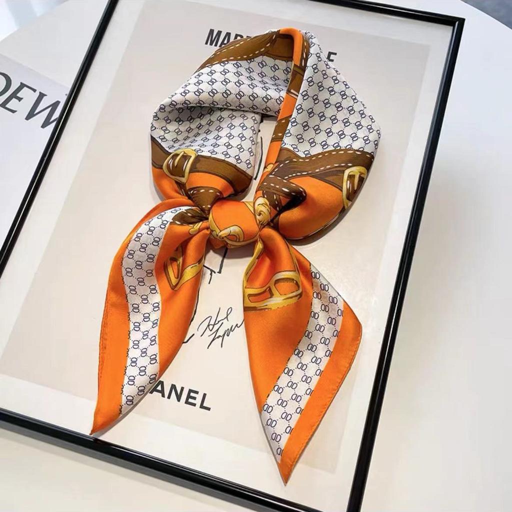 Beach Sunscreen Kerchief Luxury Design Square Scarves Women Popular 70X70CM Silk Hijab  The Four Seasons Headscarf