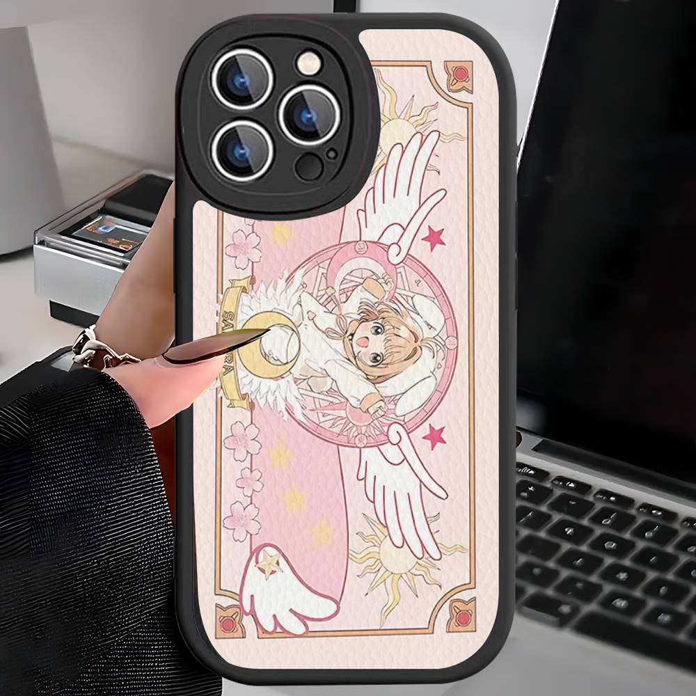 C-Cardcaptor Sakura Phone Case for iPhone 16 15 14 11 12 13 Pro Max Plus Back Leather Shell