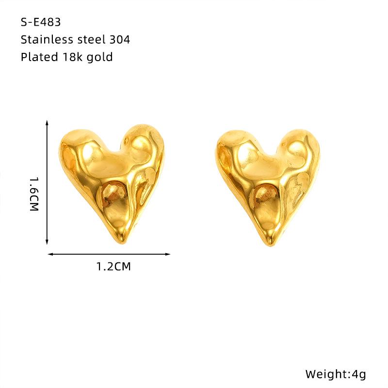 

Серьги в форме сердца из кованой титановой стали 18 карат: Женские простые, модные пусеты