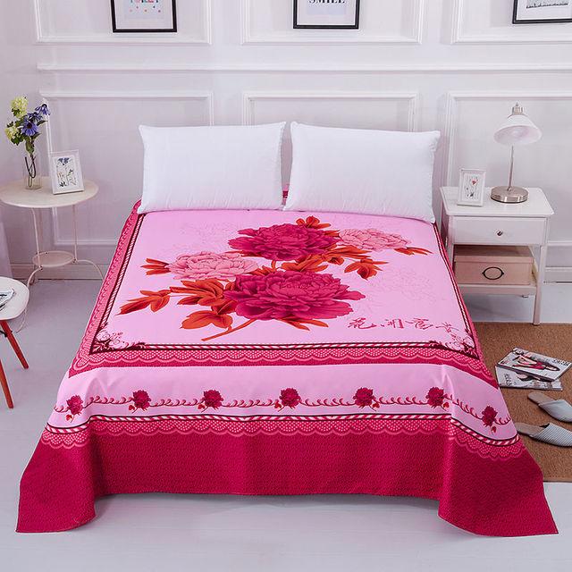 Thicken Brushed Flat Sheet Soft Sanding King Size Bed Sheet Red Wedding Bed Sheet for Cozy Sleep