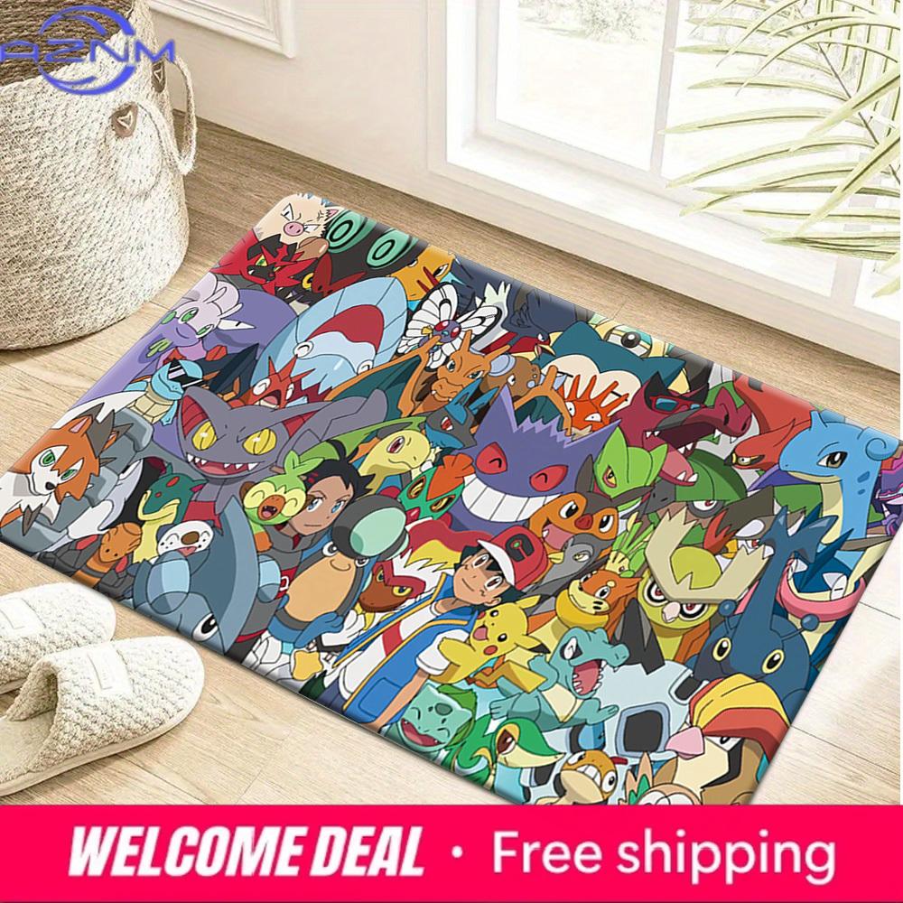 Pokemon Characters All Over Print Non-slip Doormat, Soft Absorbent Floor Rug for Home Decor
