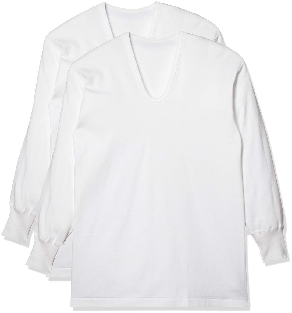 Gunze RP28102 Inner Far Infrared Long Set of Size M to Japanese Size Men's Shirts, Processing, Quick-Drying, Smooth, Sleeve, U-Neck, 2, White,