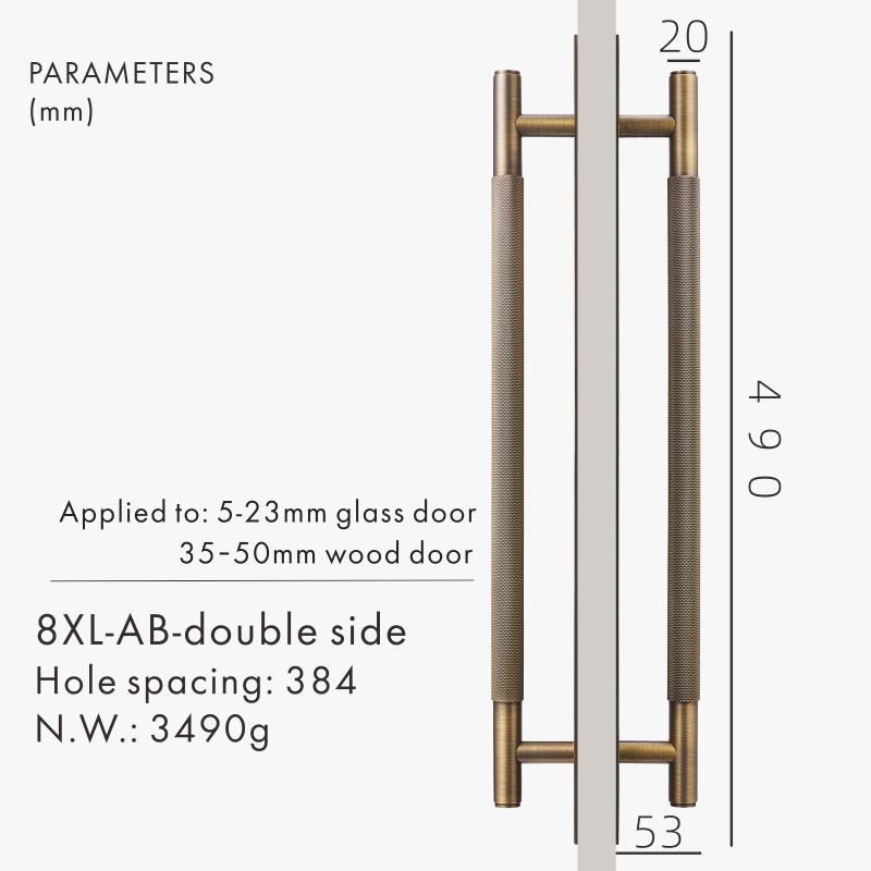 Dooroom Brass Knurled Door Handles Double Door Wood Door Shower Room Single Side Double Side Matt Gold Black Antique Brass Pulls