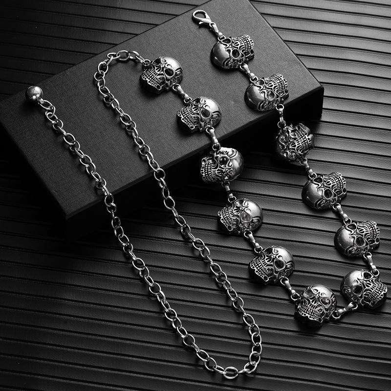 Metal Skull Waist Chain Adjustable Women'S Skirt Accessories Suit Belt Versatile Sweater Chain Diablo Waist Seal