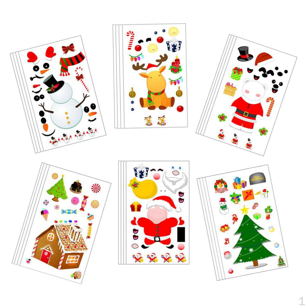 

24x Combination Sticker DIY Holiday Christmas Stickers for Kids Crafts