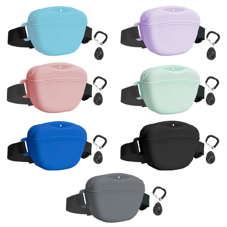 Praktische Haustier-Trainingsentasche mit Trainingsclickern Flexible Silikon-Leckerchentasche mit verstellbarem Hüftgurt