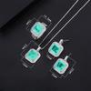 Micro-set Diamond Simulation Emerald Paraiba Square Stud Earrings Pendant Women's Jewelry Ring