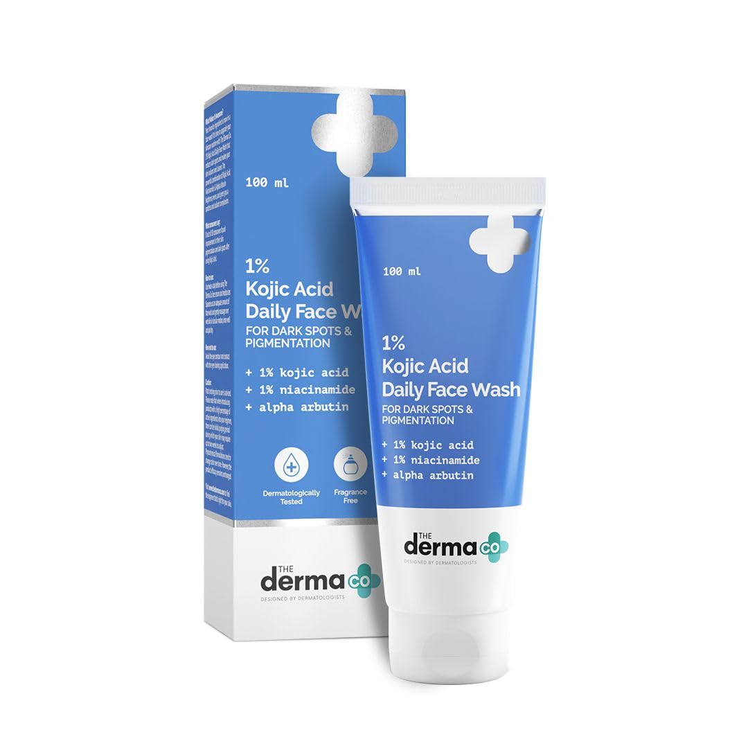 The Derma Co 1% Kojic Acid Face Wash 100 ml Pack for Dark Spots, Pigmentation & Skin Brightening