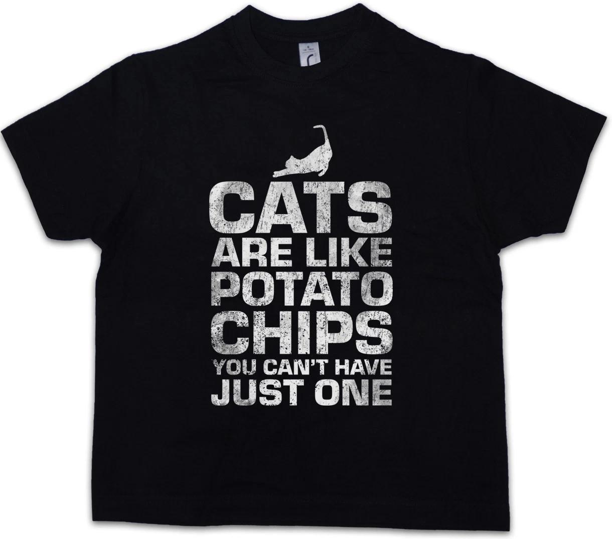 Cats Are Like Potato Chips Kids Boys kids boys T-Shirt have just one cat lover Fun Love 160