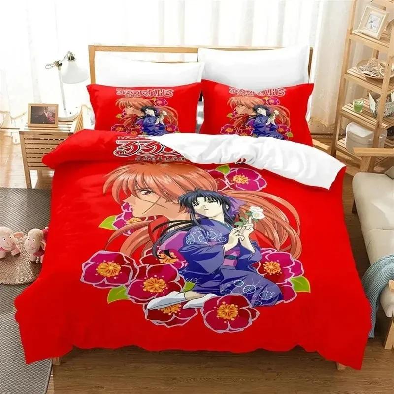 Comforter 3D Printed Anime Rurouni Kenshin Bedding Sets Exquisite Bed Supplies Set Bed Comforter Set Luxury Birthday Gift