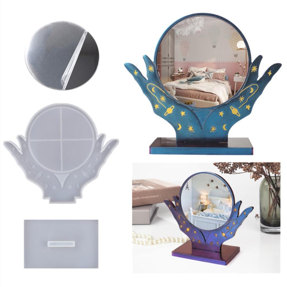 

Crystal Epoxy Resin Mold Handmade Silicone Mold Reusable Makeup Mirror Mold Desktop