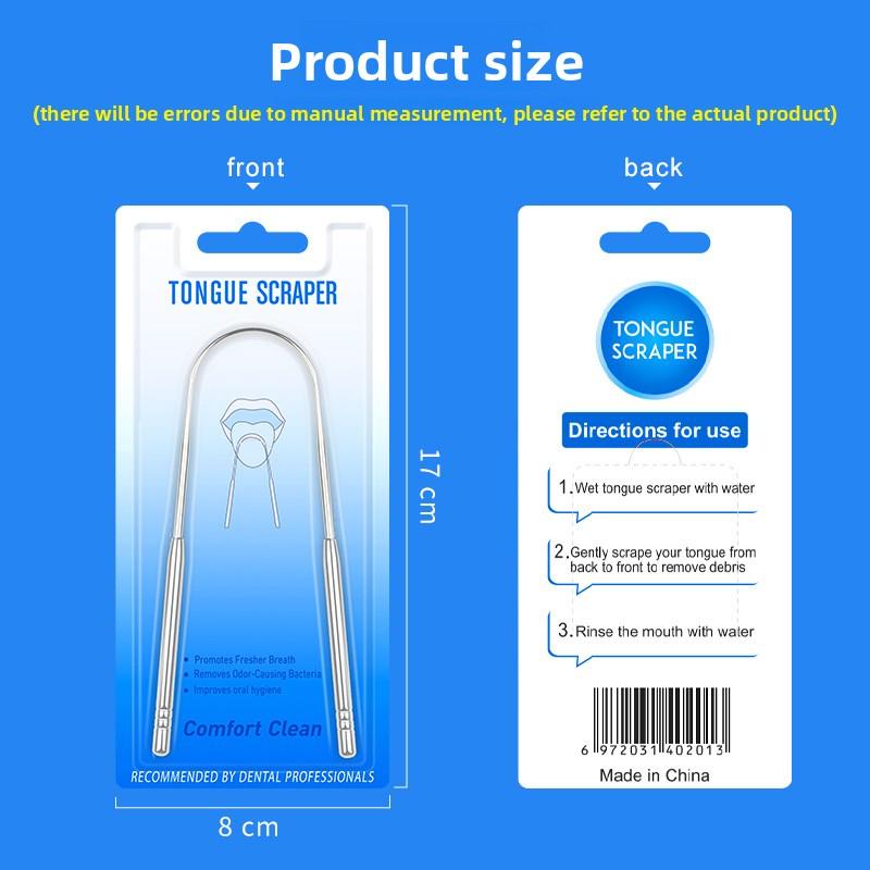Stainless Steel Tongue Scraper for Oral Hygiene - U-shaped Plastic Card Tongue Coating Brush Cleaning Tool