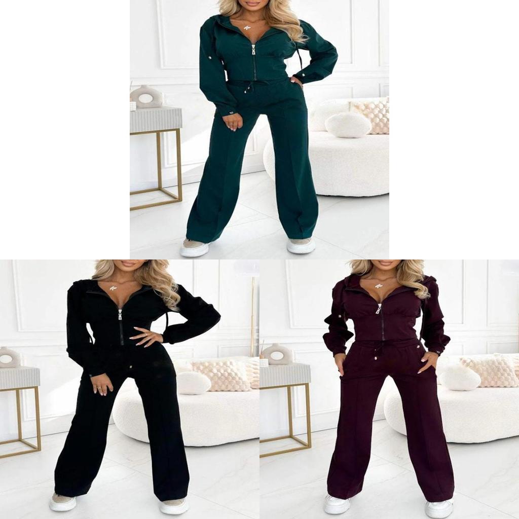 Womens Autumn Winter Hoodie Zipper Jumpsuit With Polyester Spandex For Casual Wear