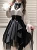 WANSHIX Gothic Long Sleeve Ribbon Blouse and Tulle Skirt Cute Princess Landmine Winter Black and Women's 3-Piece Set, Lolita, Style, Style, Spring,