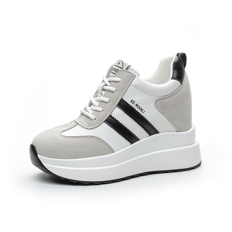 Herbst und Winter neue Keilabsatz Muffin Plateau Schuhe lässig und dünn Innenhöhe cm kleine Damenschuhe