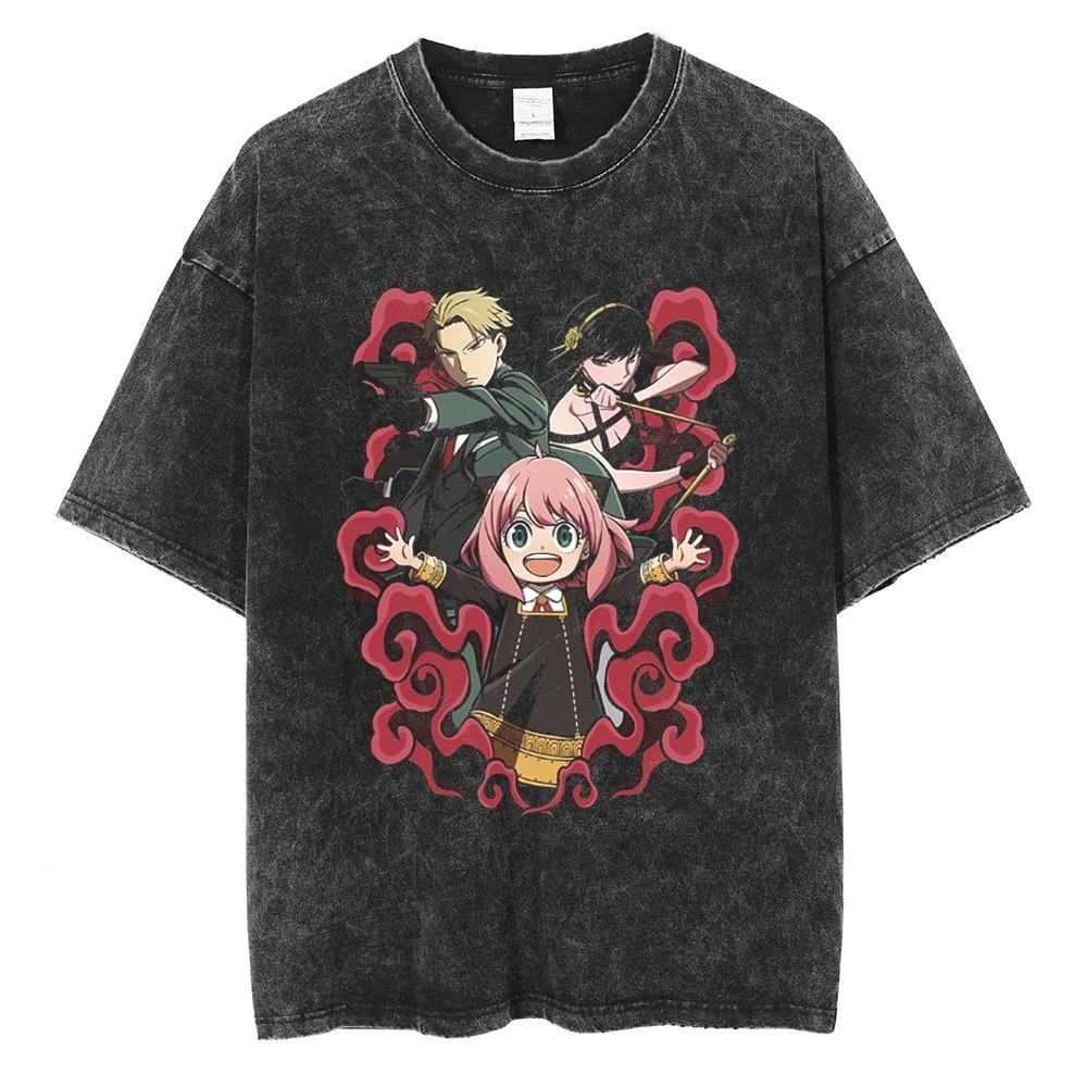 Spy x Family Anya Peeking Classic Scene Vintage Washed Anime T-Shirt, Unisex Cute Anime Fan Streetwear Tee, 100% Cotton Casual Short Sleeve Top