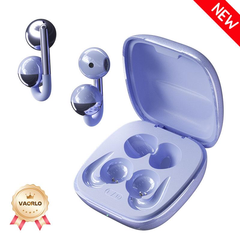 

VAORLO Personalized Earring HiFi Wireless Earphones Bluetooth 6.0 OWS Ear-Clip Sport Gaming Music Earbuds With Mic Touch Control фіолетовий
