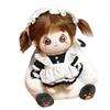 niannyyhouse 20cm Plush Clothes Black & White Maid Outfit Set with Headwear, Apron, and Dress, Cotton Doll, Interchangeable