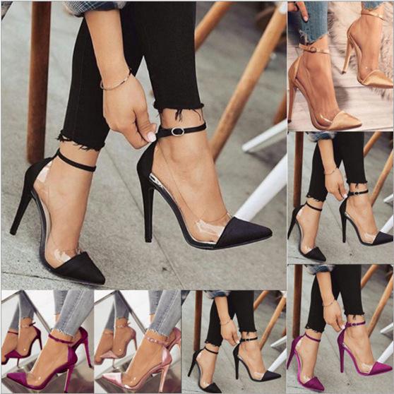 European and American New High-heeled Pointed Color Matching Belt Buckle Fashionable Women's Single Shoes DP
