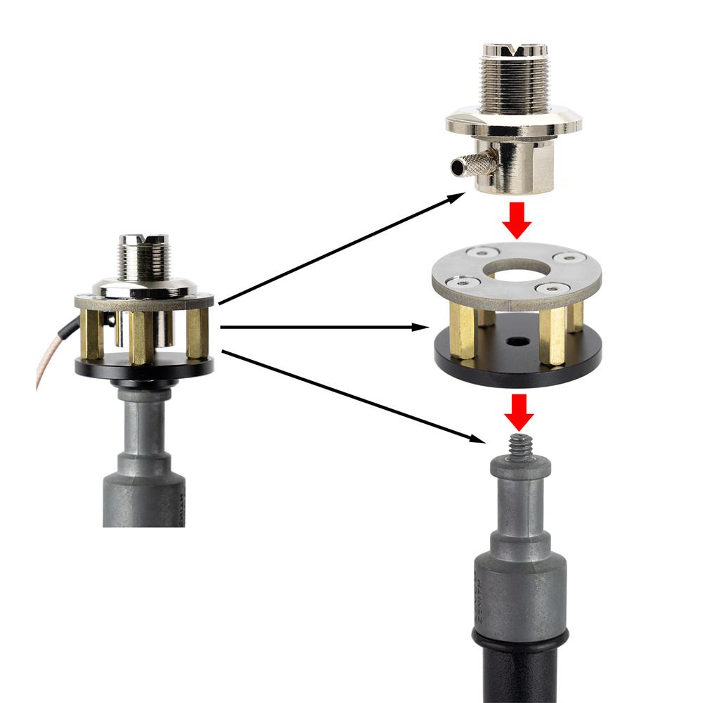 Low-Profile Tripod Antenna Adapter Base PL-259 RG-58 1/4-20 Thread