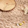 Ceramic Shell Fish Pendant Necklace for Women Irregular Gravel Braided Rope Adjustable Necklace Ocean Theme Boho Beach Jewelry