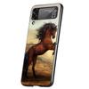 Luxury Phone Case For Samsung Galaxy Z Flip 3 4 5 6 Hard Black Folding PC For Samsung Z Flip3 Flip4 Flip5 Cover Horse Animal