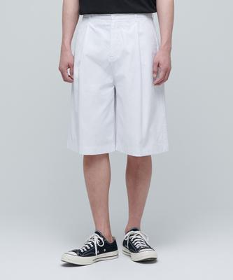 Cotton Wide Bermuda Shorts [White]