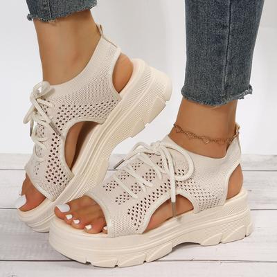 Sandals For Women Comfortable Women Summer Lace Up Mesh Slip On Casual Open Toe Wedges Hiking Shoes Women Lightweight Zapatos
