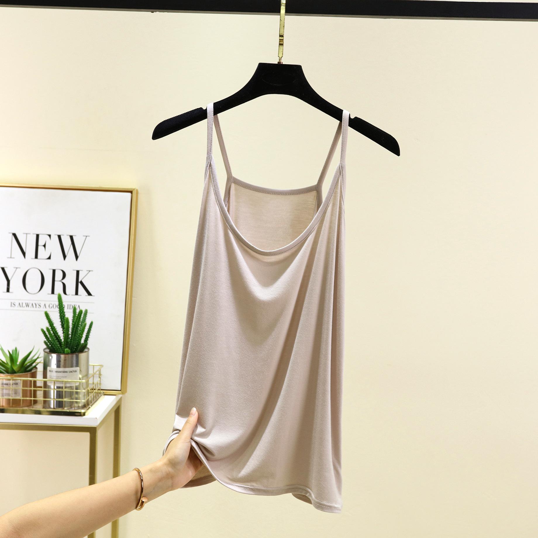 

Большие размеры от M до 6XL Модальные майки с круглым вырезом на тонких бретельках, свободные топы со свободным низом, однотонные майки без рукавов, универсальные 4XL бежевый