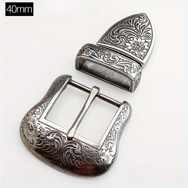 3Pcs/set Metal Belt Buckle for Men Vintage Embossed Pin Buckles DIY Leather Craft Buckle