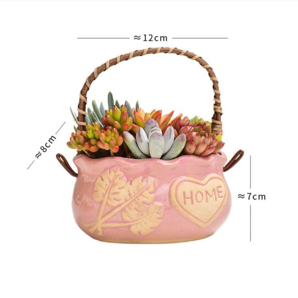 Creative Succulent Planter with Handle Multifunction Resin Flower Pot Corrosion-resistant Decorative Ornament