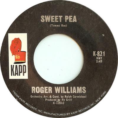 7inch Record ROGER WILLIAMS - Sweet Pea / Love Me Forever K821 Kapp Records 1967 US Jazz Used