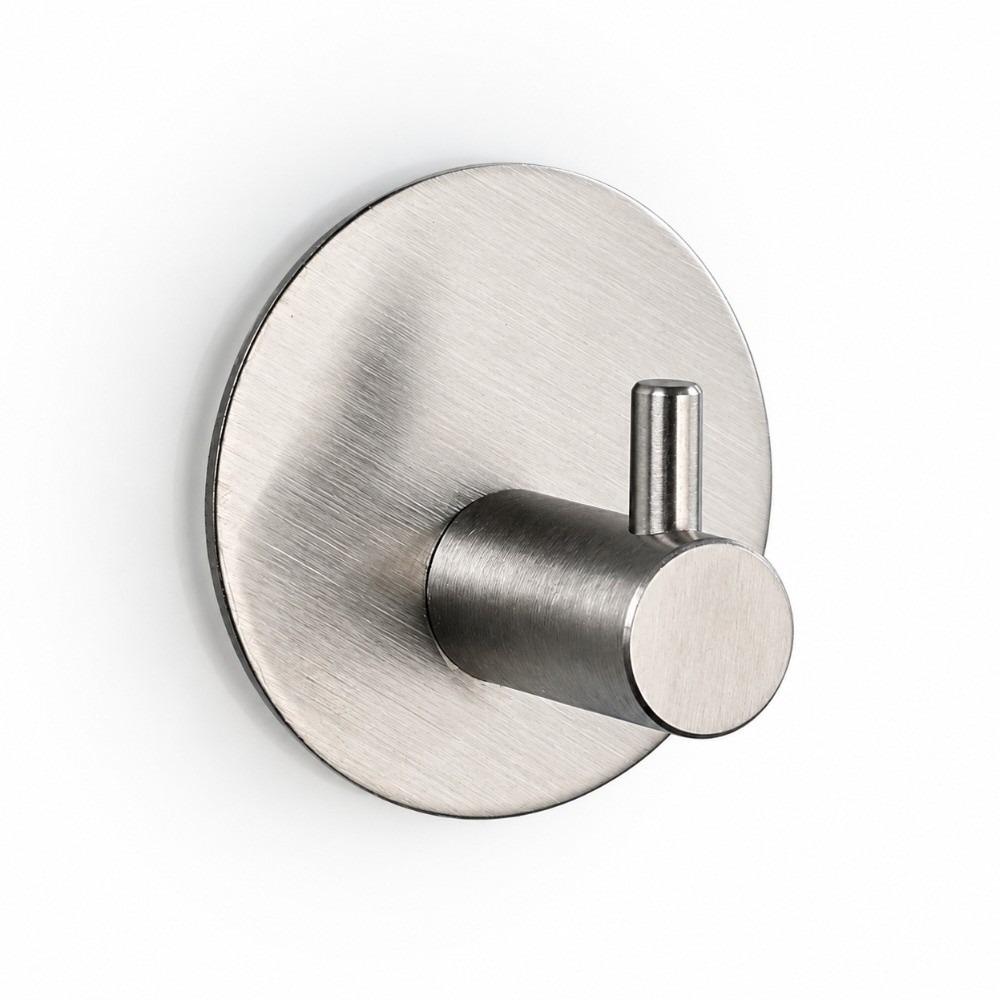 4 PCS Stainless Steel Wall Hook Black Silver Towel Hook Adhesive Hook Home Bathroom Kitchen