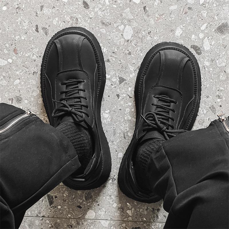 Leather shoes men's autumn and winter business suit youth big head Hong Kong style student wedding groom platform Martin boots 20255-J