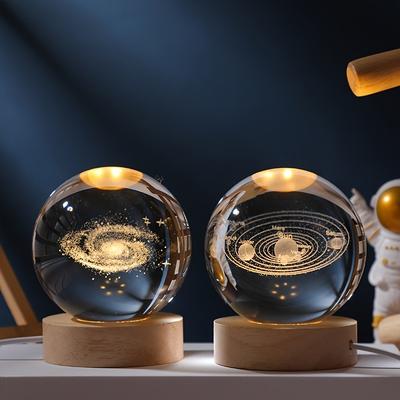 Geschnitzte Raumkristallkugel Lampe Glas Nachtlicht für Raumdeko Geschenk