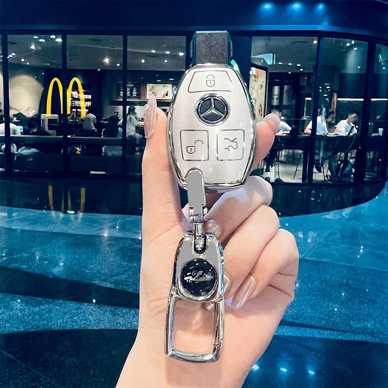 Car Key Case Cover for Mercedes Benz 2022 C S Class W206 W223 S350 C260 C300 S400 S450 S500 TPU Shell Fob Holder Protector Vv1