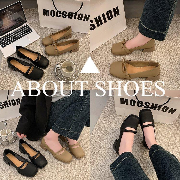 [Youshilai] Retro square head bow Mary Jane shoes women's spring 2025 new shallow mouth versatile single shoes