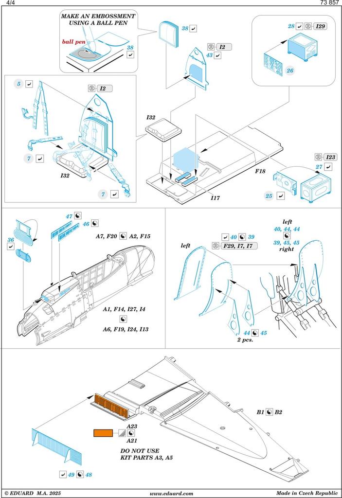 Eduard Mosquito NF Etching Parts Plastic Model Parts EDU73857 1/72 Photo-Etched D.H. Mk.XXX (Special Hobby) (Airplane)