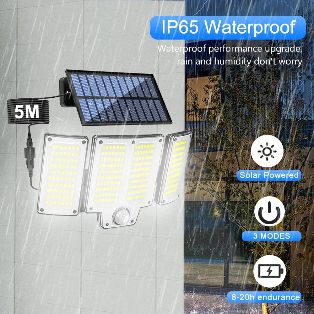 280 LED Solar Wall Lights Outdoor Motion Sensor Solar Flood Street Lamp with Adjustable Lighting Head For Street Gardens