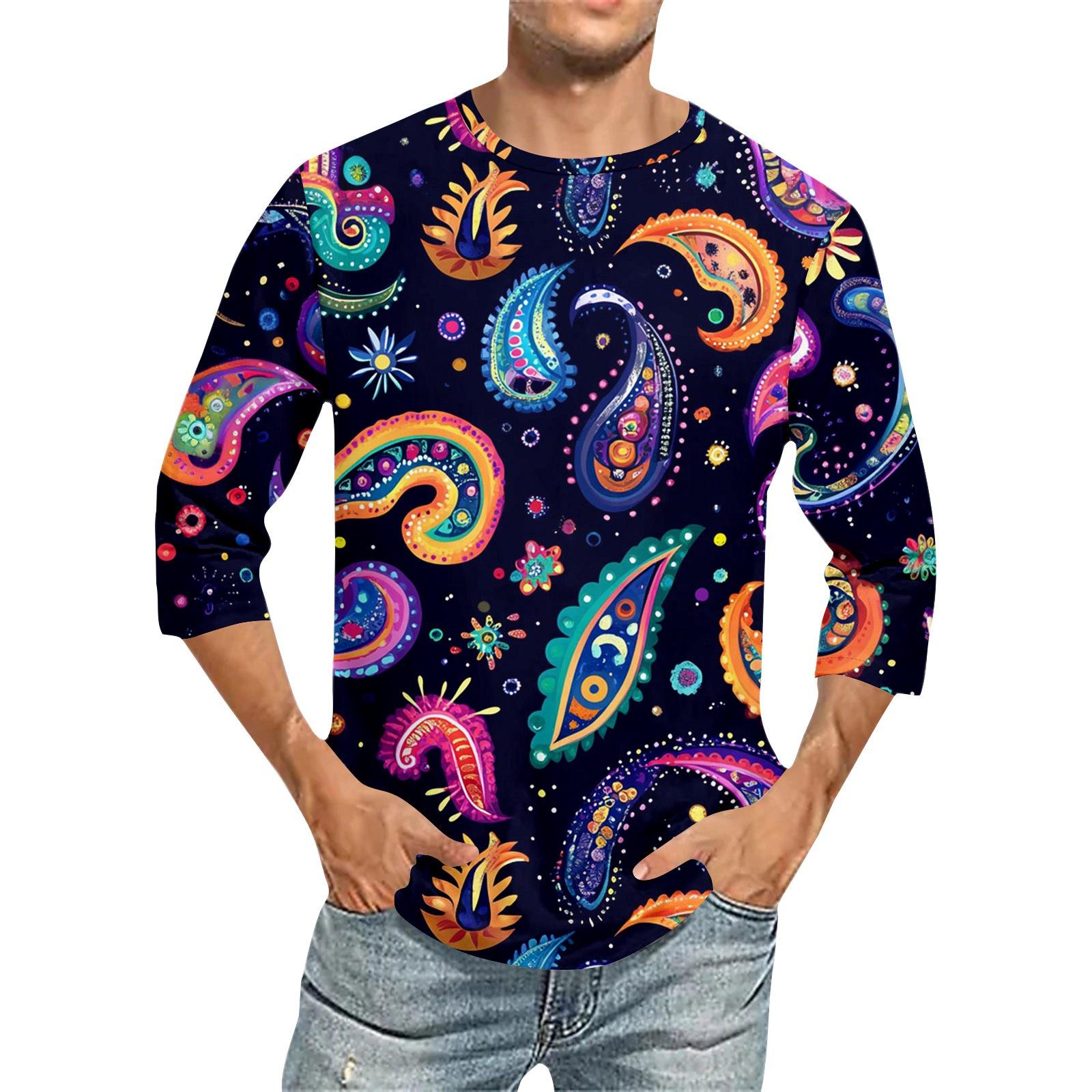 

Carnival Print - Men s Round Neck Short Sleeve Top L