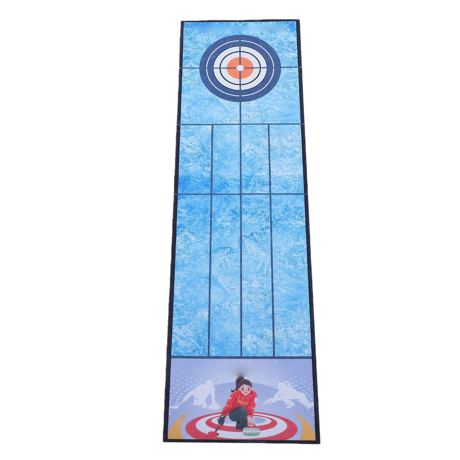 Tabletop Curling Game Foldable Mat Portable Desktop Curling Game Toy Set for Travel Parties Gathering