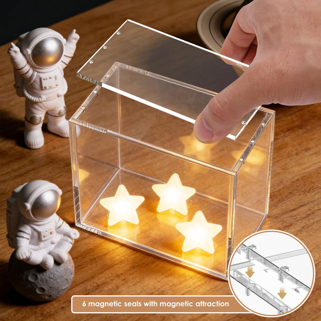 Acrylic Display Box Magnetic Closure Stackable Clear Trading Cards Collectibles Storage Case Figurines and Blind Box Organizer