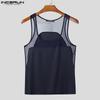 INCERUN Two Pieces Men Mesh Sheer Sleeveless Tank Tops and Shorts Sport Home Outfits Sets