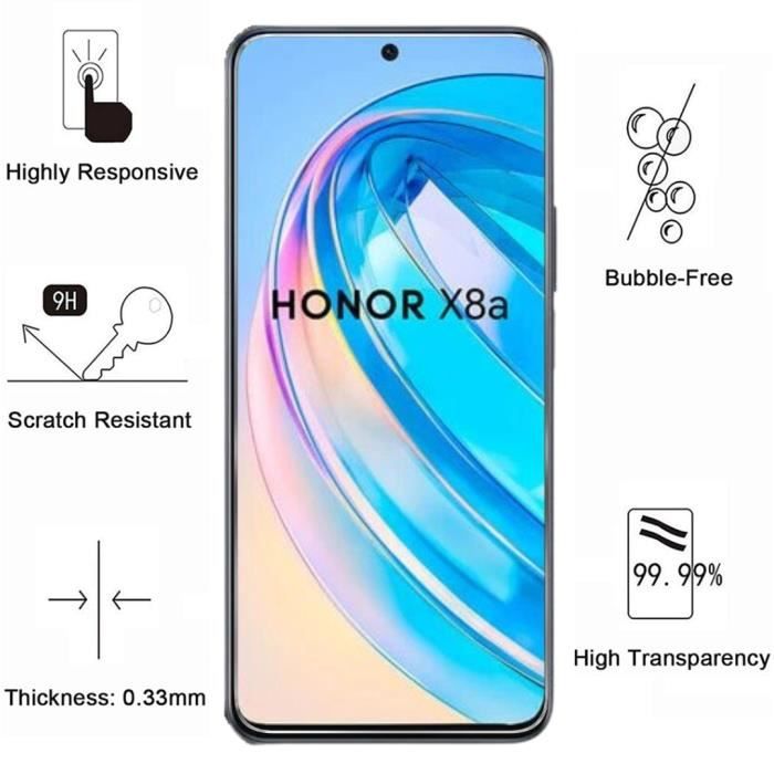 Screen Protector Film - Phonillico - Honor X8A - Pack of 2 - Tempered Glass - Scratch Resistant