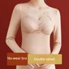 Women's Velvet Underwear with Chest Pad Autumn Winter Base Shirt Long Sleeve Thermal Underwear