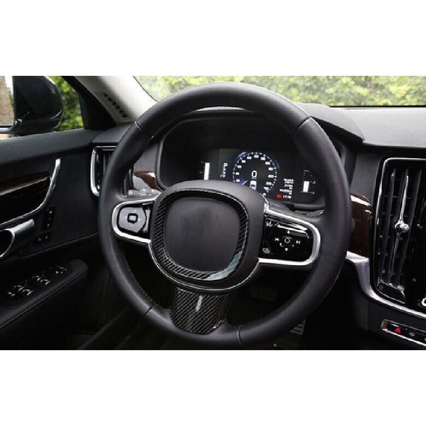 For Volvo XC90 2016- ABS Carbon Fiber Steering Wheel Cover Panel Trim 1PCS